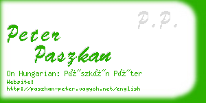 peter paszkan business card